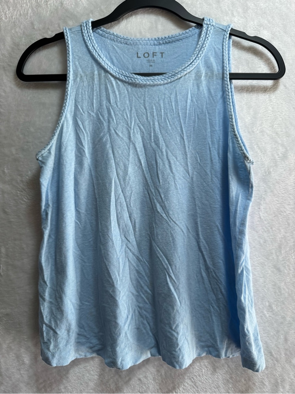 LOFT Pale Blue Braided-Neck Tank Top
